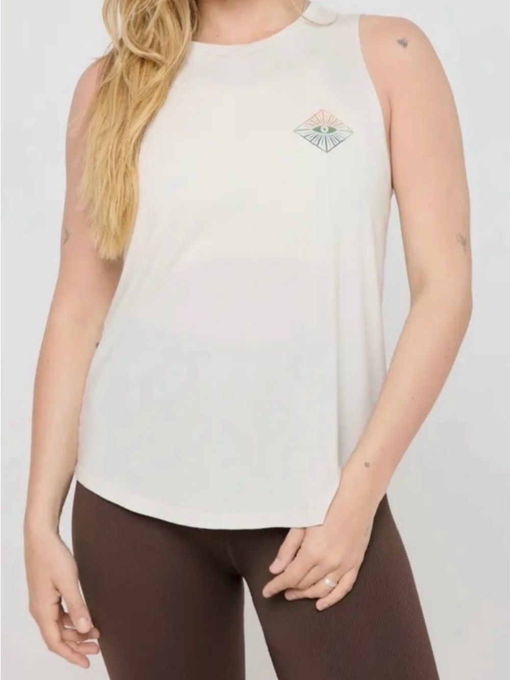 Spiritual Gangster Cream Graphic Palm Muscle Tank - Picture 2 of 2